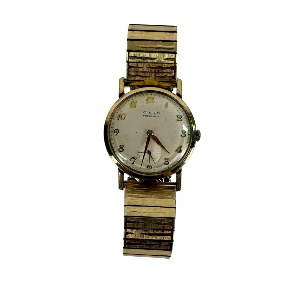Vintage Gruen Precision Autowind 10K RGP Gold Filled Watch Full Arabic Numerals